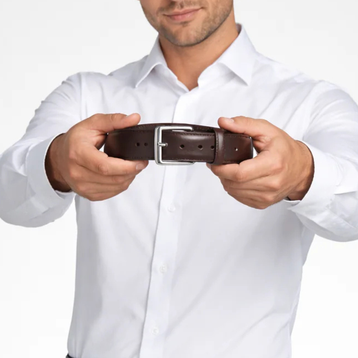 Cinto Masculino de Luxo em PU com Fivela de Metal – Naturalmente Elegante