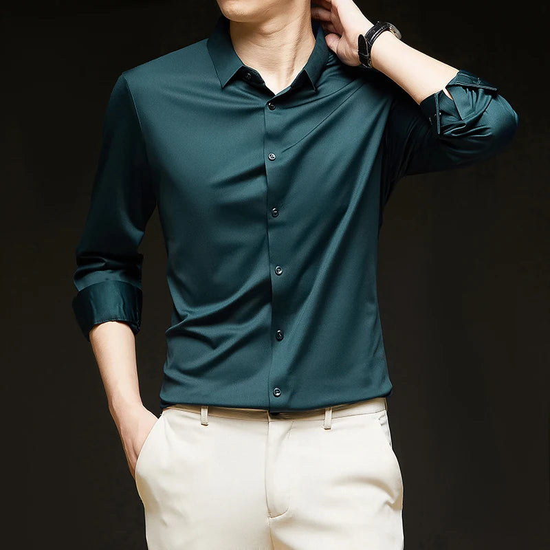 Camisa Masculina Social em Tecido Stretch