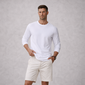 Camiseta Branca Manga Longa em Algodão Premium