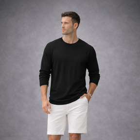 Camiseta Preta Manga Longa em Algodão Premium