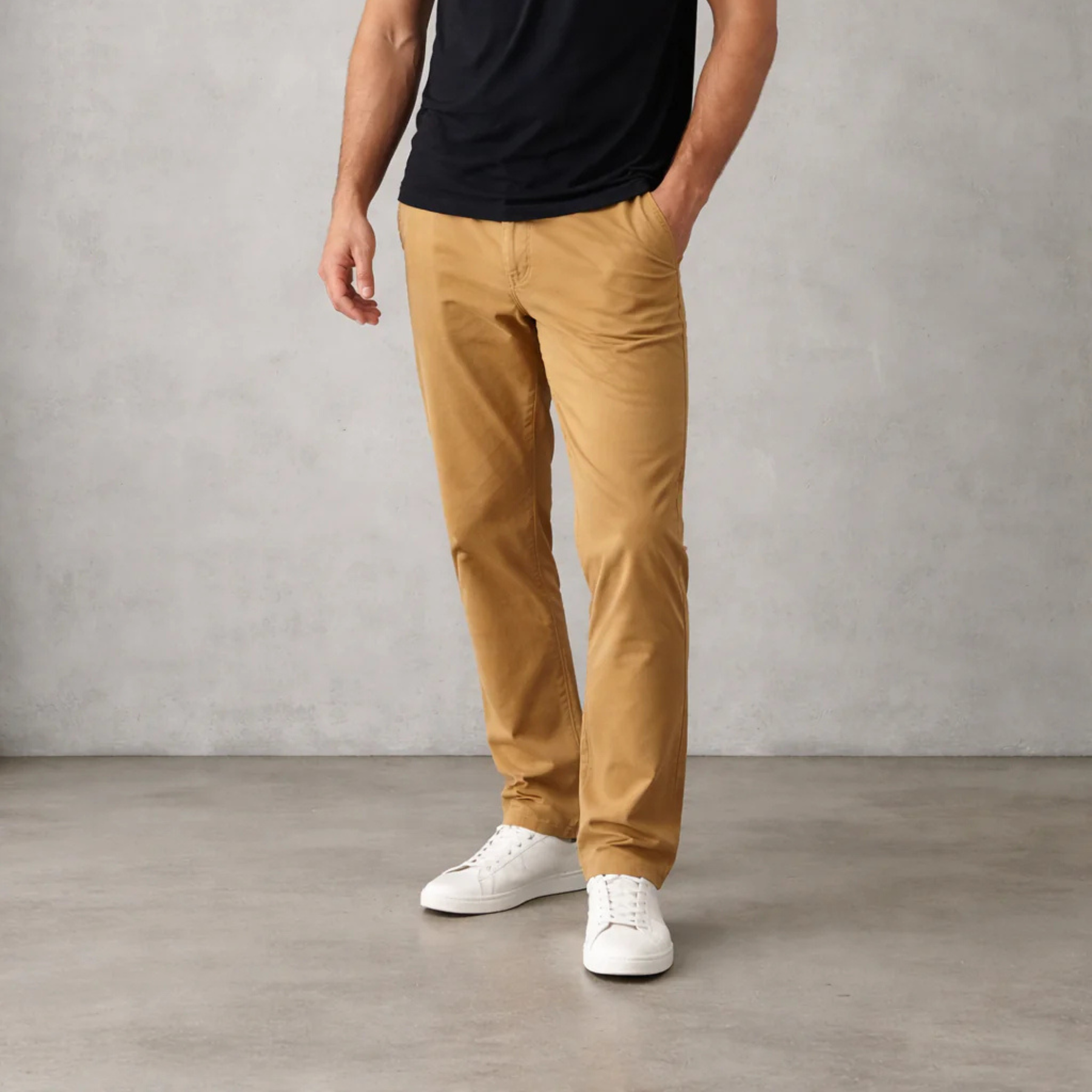 Calça Masculina Café Casual em Algodão e Linho
