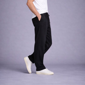 Calça Masculina Preta Casual em Algodão e Linho – Leve