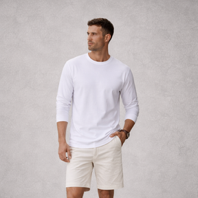 Camiseta Branca Manga Longa em Algodão Premium