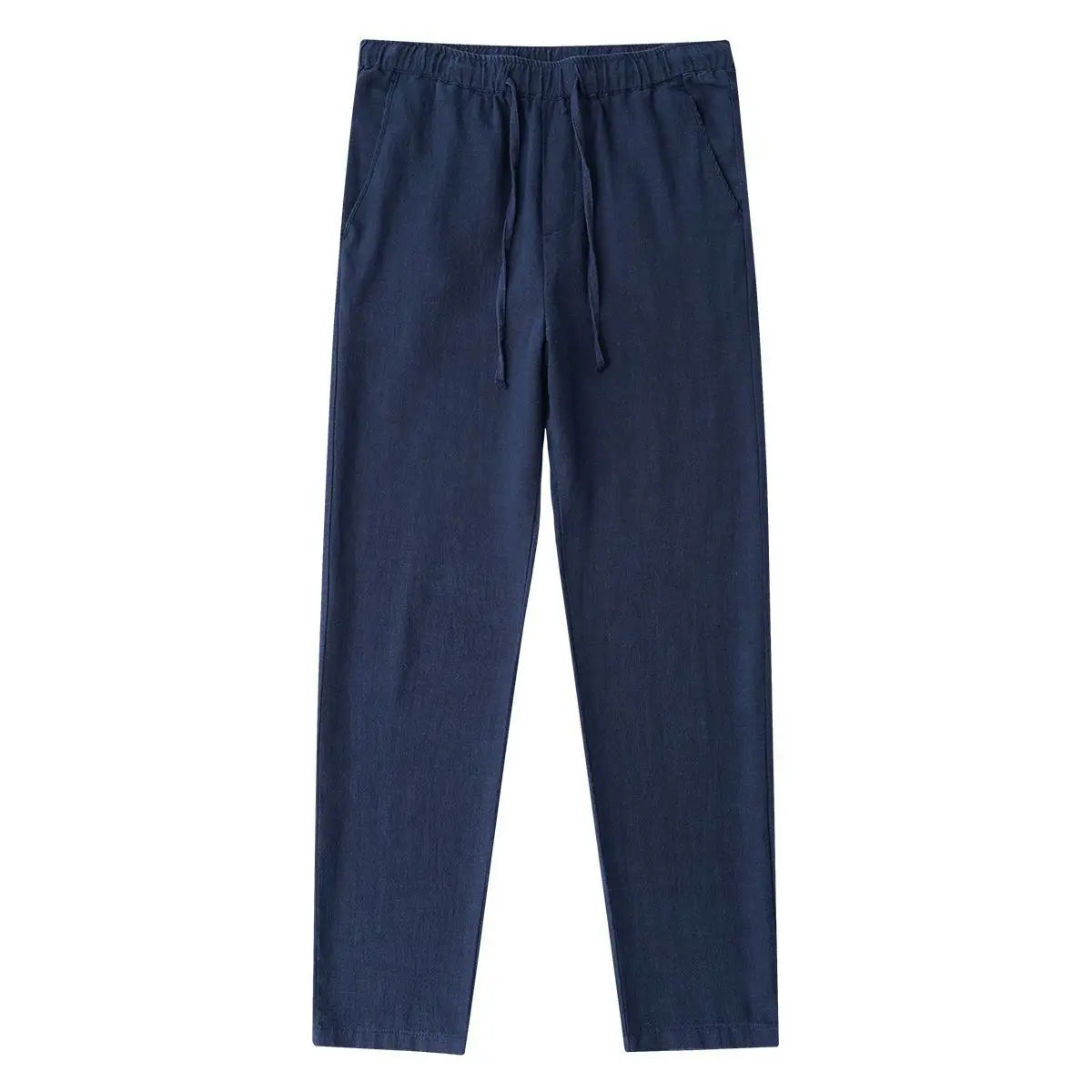 Calça Masculina Azul-Marinho Casual em Algodão e Linho – Leve