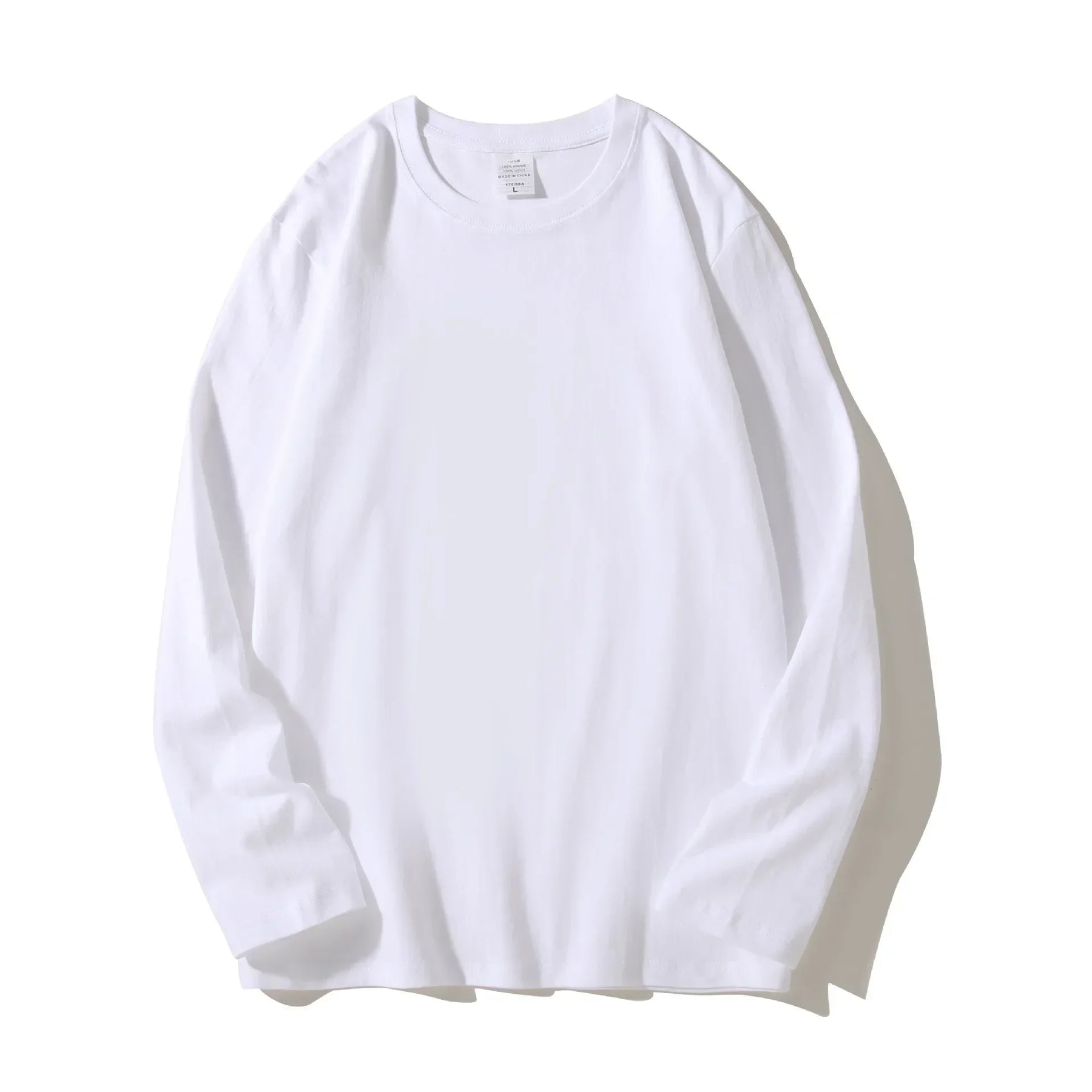 Camiseta Branca Manga Longa em Algodão Premium