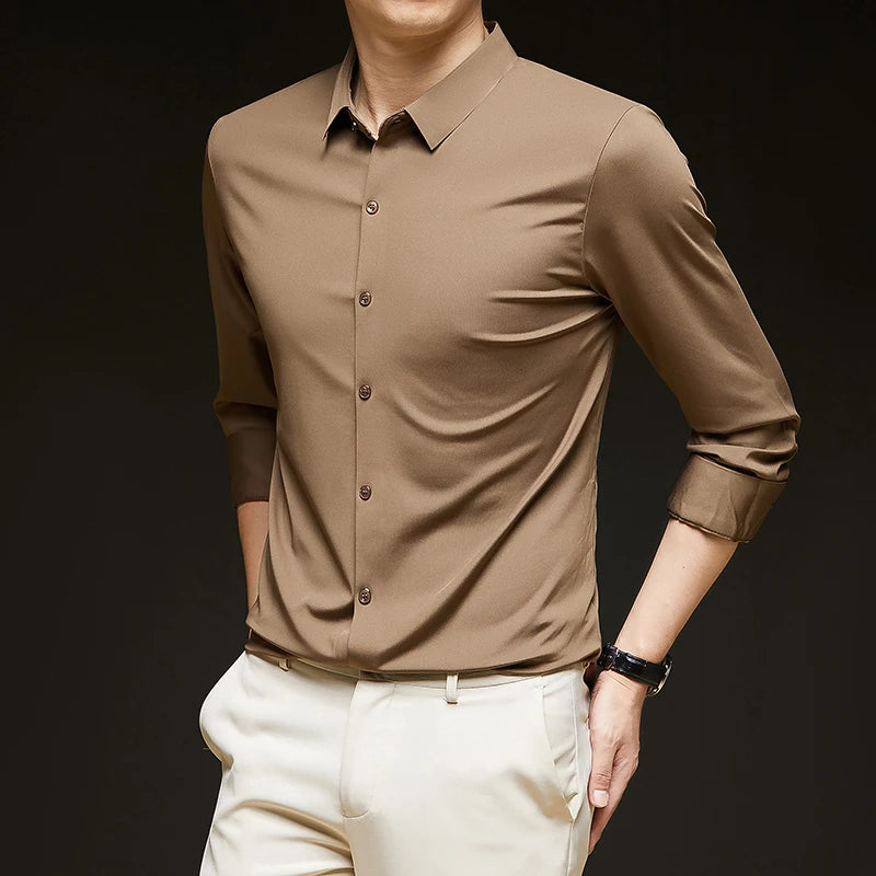 Camisa Masculina Social em Tecido Stretch