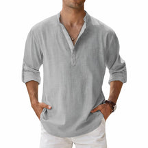 Camisa Henley Masculina em Algodão e Linho